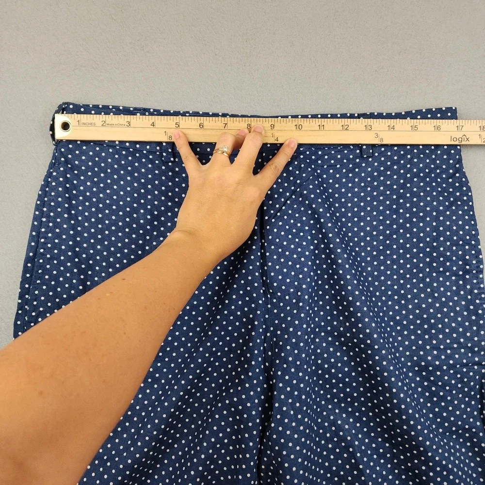 Peter Millar Shorts Mens 34 Blue Polka Dot Linen Cotton Chino 9 Inseam Casual